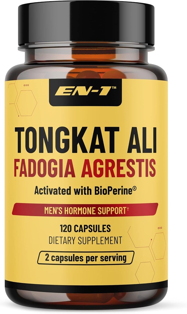 EN-1 tongkat Ali for Men (Longjack) Fadogia Agrestis 및 Tongkat Ali Supplement BioPerine, 남성을위한 Tongat-ali - 120 캡슐 Tonkat-Ali Long Jack