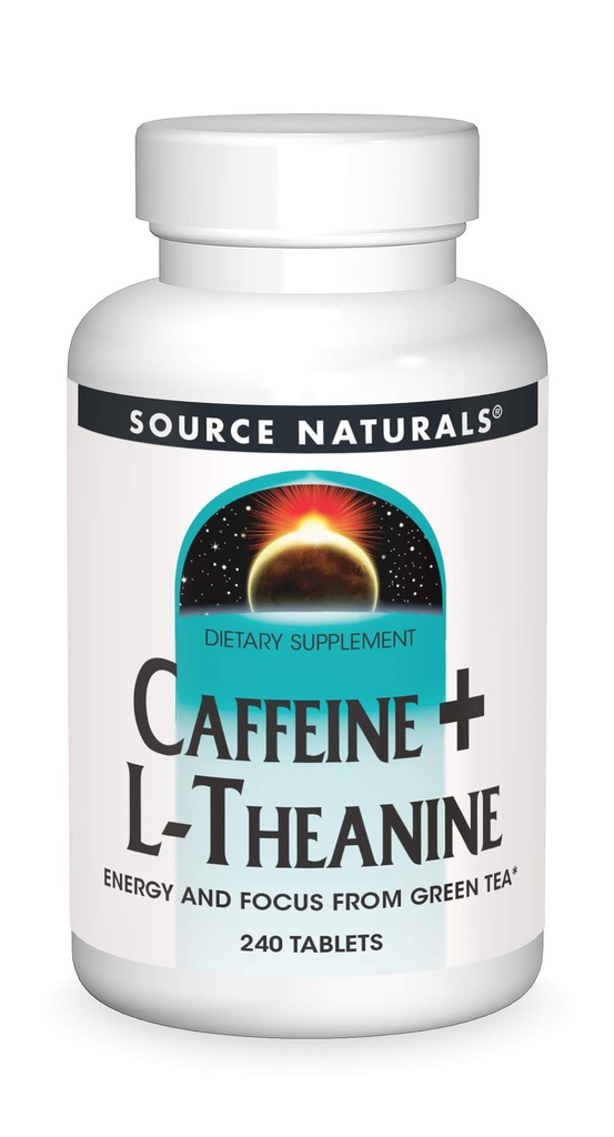 Source Naturals Caffeine + L-Theanine, Green Tea*의 에너지 및 초점 지원 - 240 정제