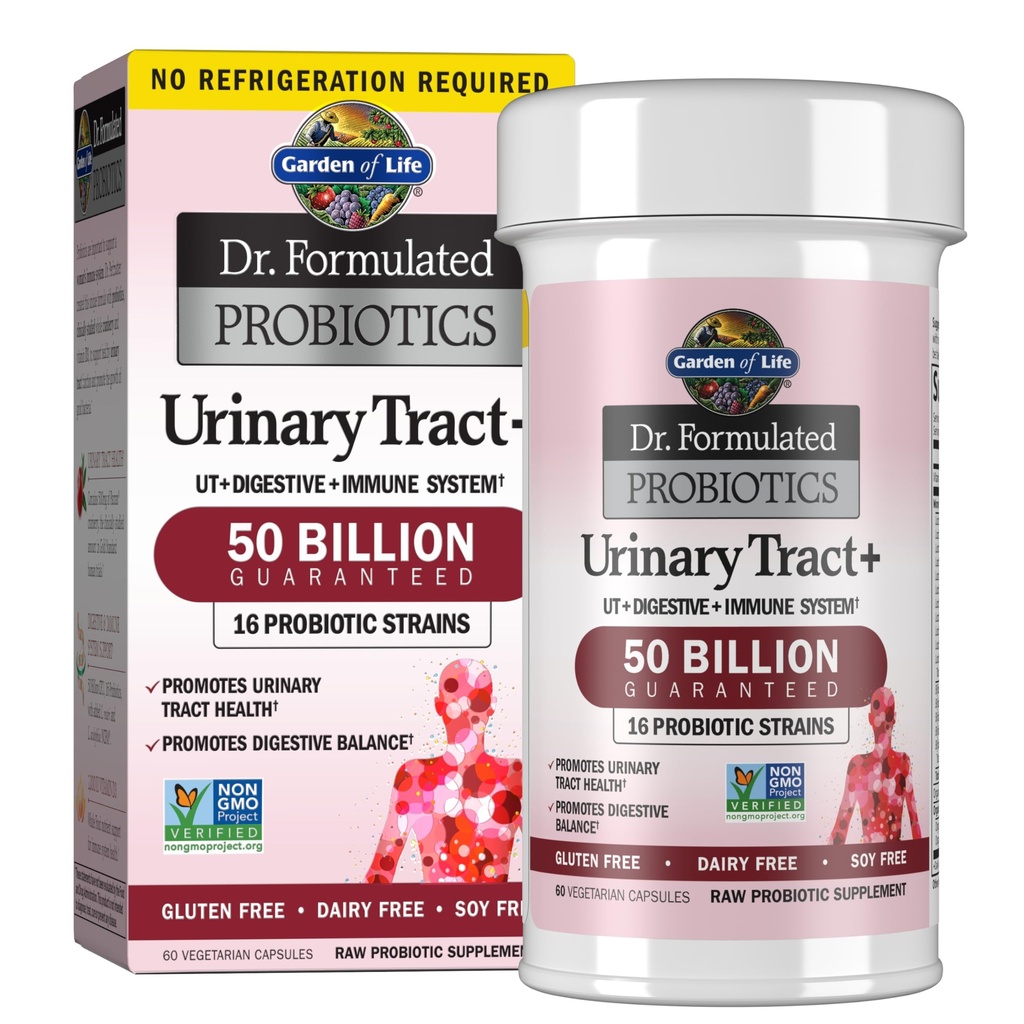 생명 박사의 정원은 Probiotics Urinary Tract +를 공식화했습니다 - Acidophilus Probiotics Urinary Tract Health, Digestive Balance - 선반 안정 - 글루텐, Dairy, Soy-Free - 60 채식 캡슐
