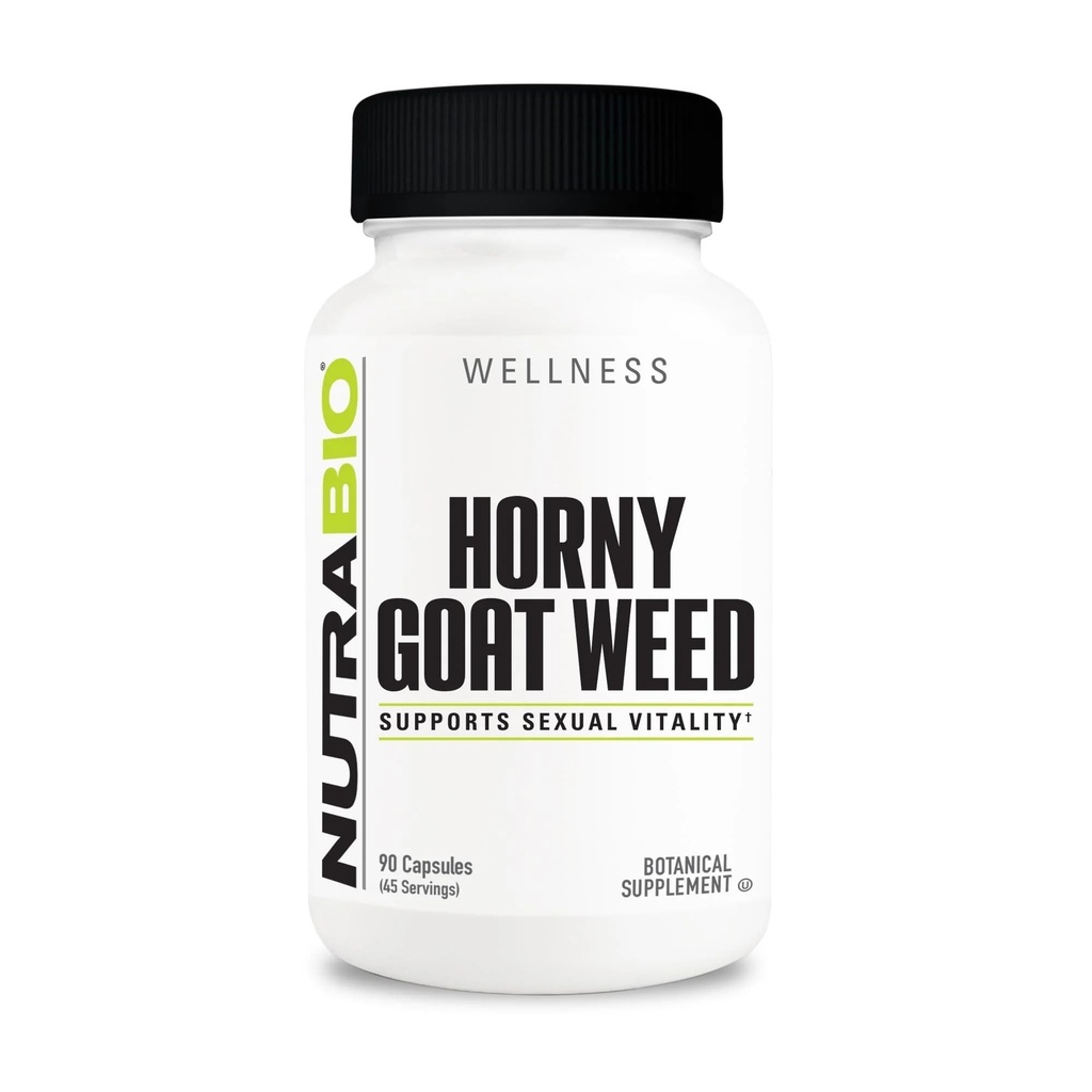 NutraBio Horny Goat Weed Extract Supplement, 500mg - 남성과 여성 모두 지원 에너지 및 활력, 90 야채 캡슐