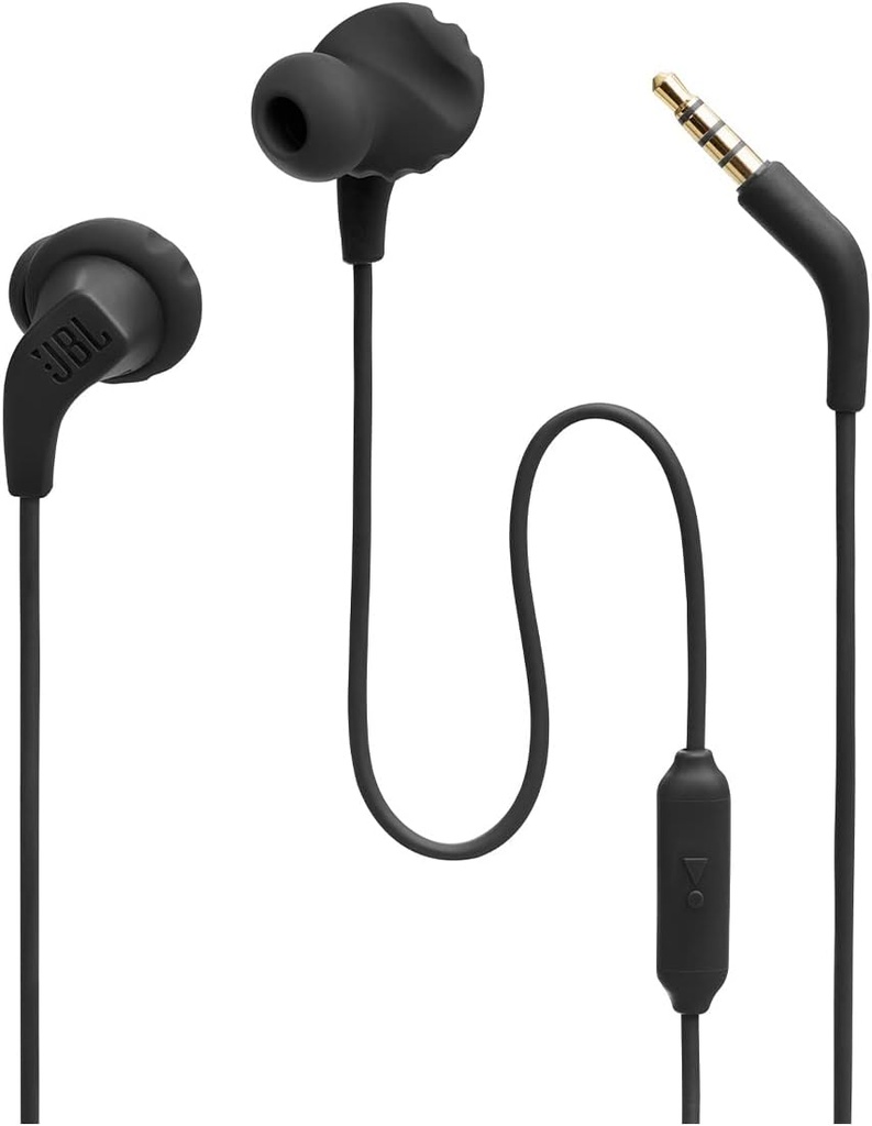 JBL 내구시간 실행 2 유선 - 방수 유선 스포츠 in-Ear 헤드폰, 순수베이스 사운드, 손 - 무료 통화, 절대 Hurt. 결코 떨어지지 않습니다. (블랙)