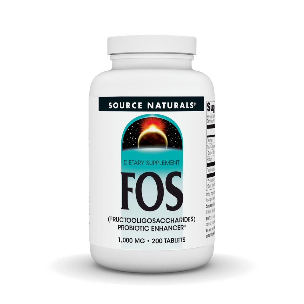 Source Naturals FOS 1000 mg Fructooligosaccharides Probiotic 증강 인자 - 200 정제