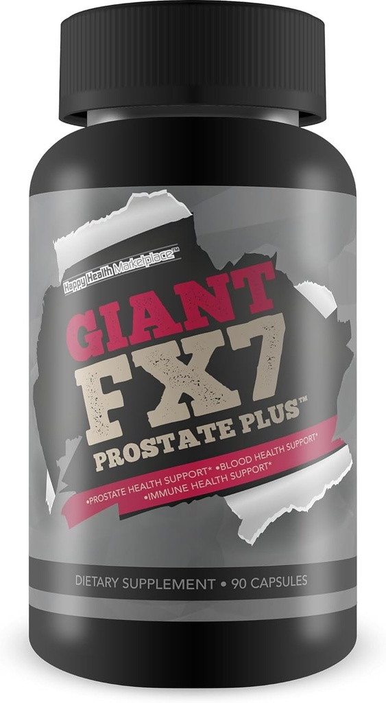 Giant FX7 Prostate Plus - 전립선 지원 및 혈액 흐름 지원을위한 전립선 보조제 - 지원 에너지 및 내구시간 - 건강한 전립선 기능 및 크기를 촉진 - 아연과 남성 전립선 지원