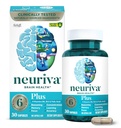 NEURIVA Plus Memory, Focus & Concentration + Cognitive Function with Clinically Tested Nootropics Phosphatidylserine and Neurofactor, 비타민 B6 & B12, 30 카운트 캡슐
