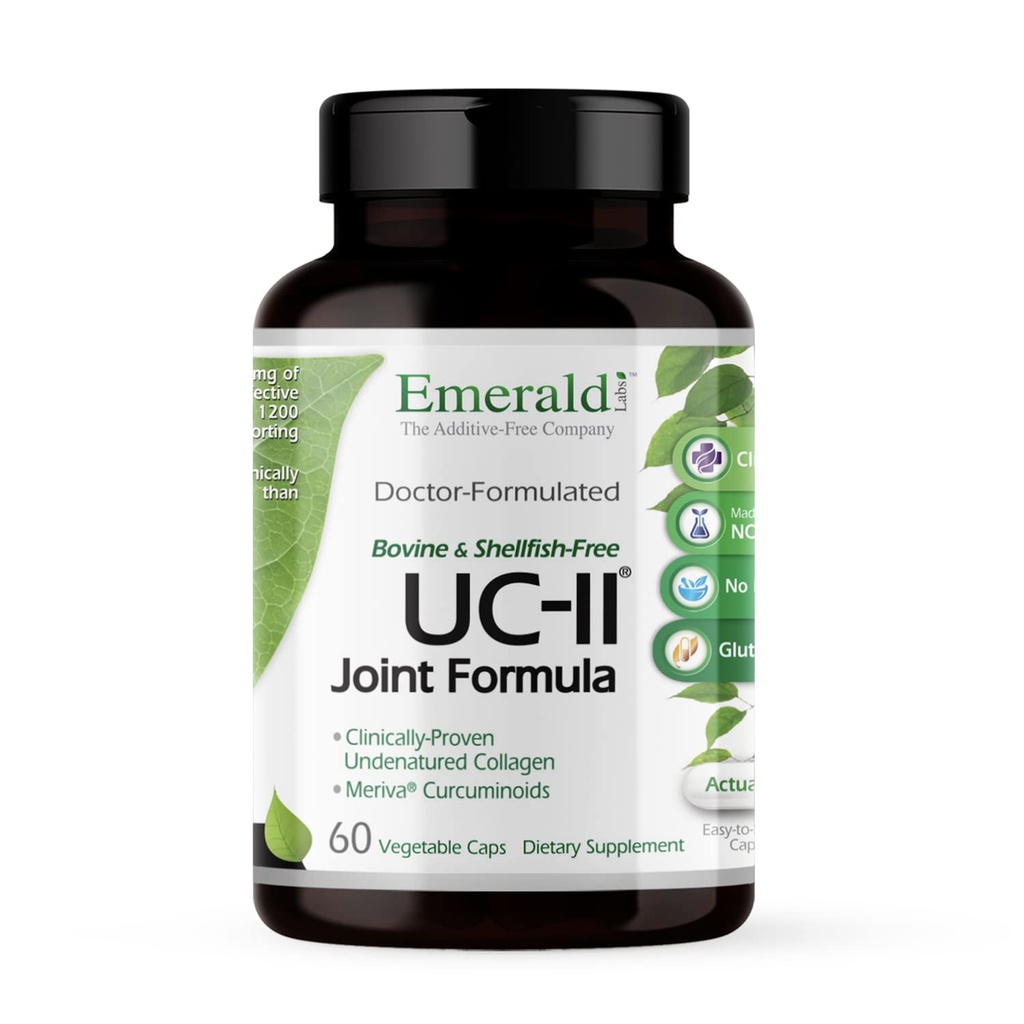 EMERALD LABS UC-II 합동 공식 - Undenatured 교원질 유형 II, Bioperine, Curcuminoids & 근육 & 합동 건강 & 기동성 & 융통성 지원을 위해 더 많은 것 - 60의 식물성 캡슐