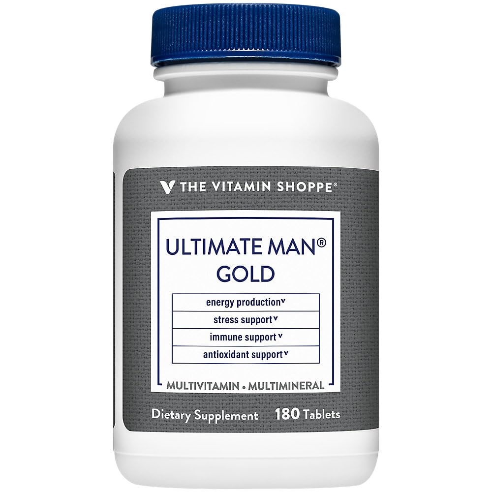 비타민 Shoppe Ultimate Man Multivitamin - 높은 Potency Energy & Antioxidant Blend - Optimal Men의 건강을위한 포괄적 인 일일 멀티 - 최소 보충 - 글루텐 & Dairy Free (180 정제)