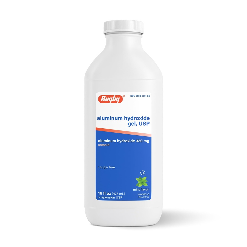 럭비 320 mg 알루미늄 Hydroxide 젤, USP - Antacid 액체 - Stomach, 산성 Indigestion 및 Heartburn Relief - Sugar-Free - Mint flavored - 16 Fl. Oz. (1 팩)