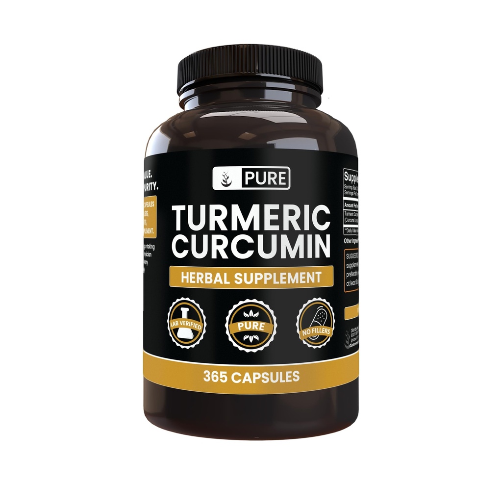 PURE ORIGINAL INGREDIENTS Turmeric Curcumin (365 캡슐) 마그네슘 또는 쌀 필러 없음, 항상 순수, 실험실 검증