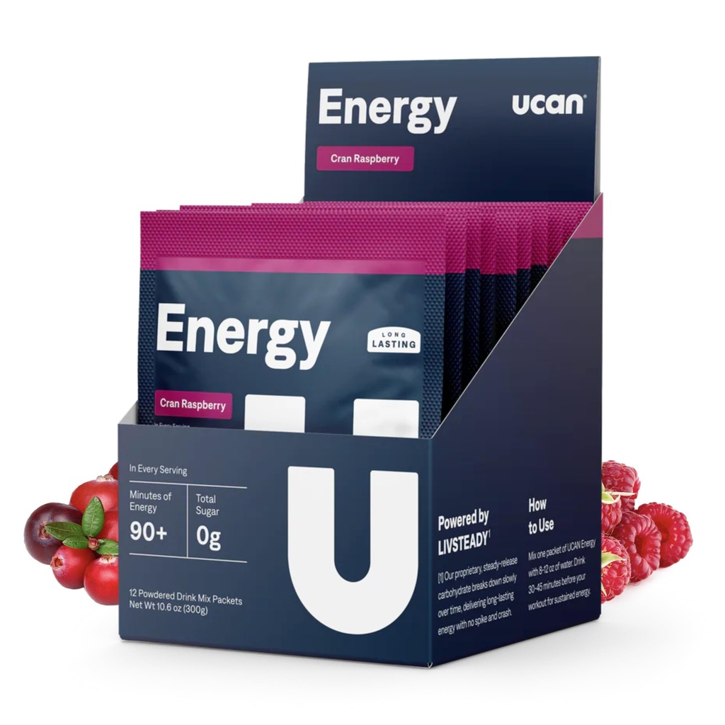 UCAN 에너지 분말, Cran-Raz, Keto, Sugar-Free Pre & Post Workout for Men & Women, Non-GMO, Vegan, Gluten-Free, Runners, Gym-Goers 및 고성능 선수 (12 서빙, 25g)