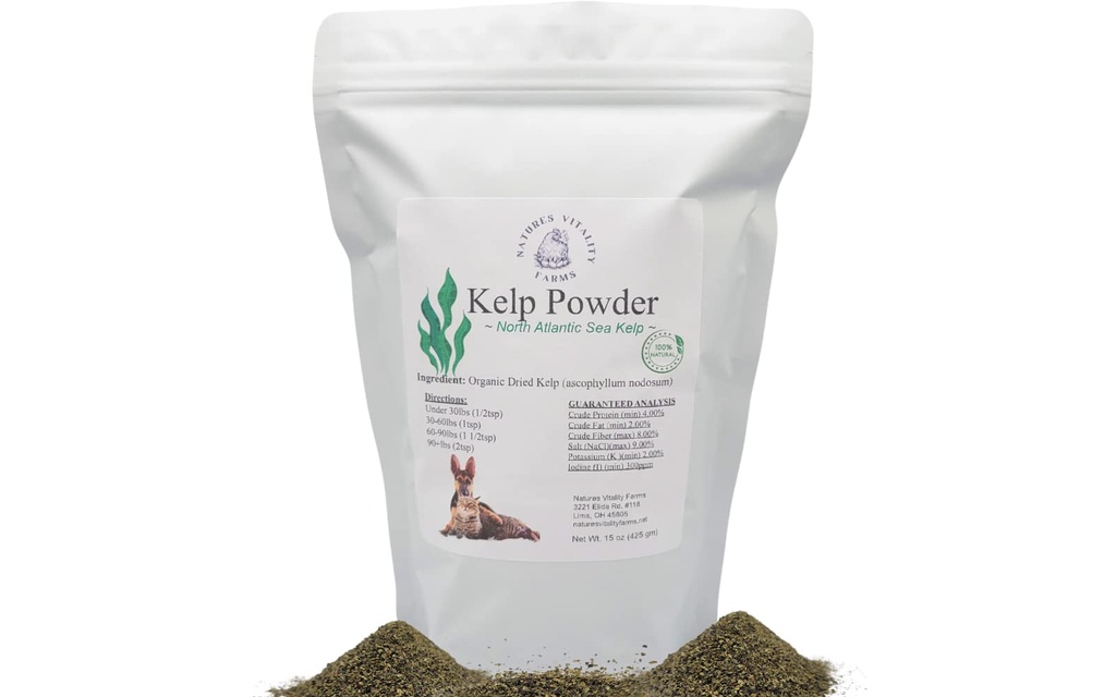 Dogs/Cats, Natural North Atlantic Ocean Sea Kelp, 비타민 미네랄 및 항산화제에 대한 Kelp 분말 (15 Ounce)