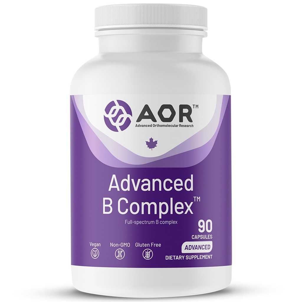 AOR, Advanced B Complex, Multivitamin 에너지 지원, 스트레스 및 대사, 규정식 보충교재, 90 캡슐 (90 서빙)
