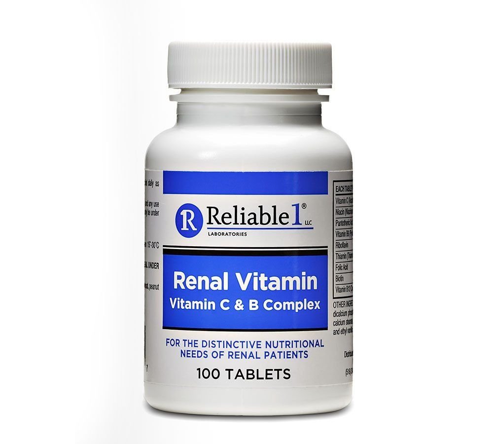 RELIABLE 1 LABORATORIES Renal Vitamin C & B Complex for Men and Women (병당 100 정제) (싱글)
