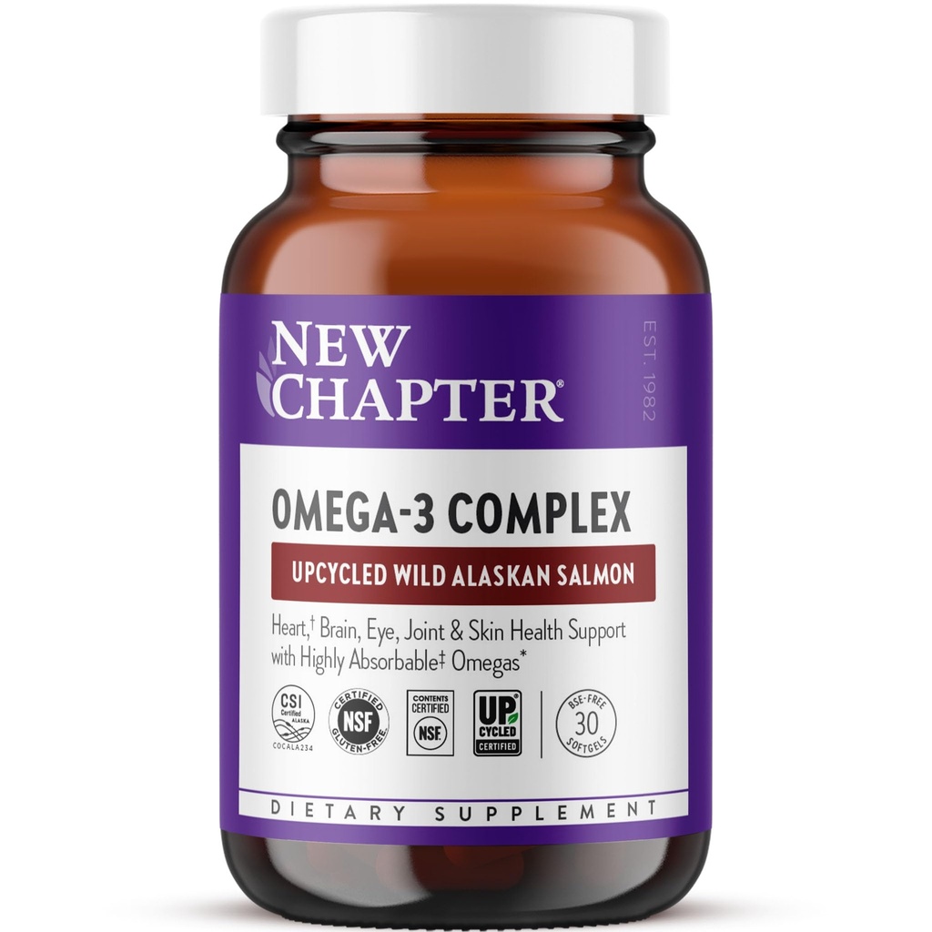 새로운 장 오메가-3 Complex, 1000mg Softgels, 물고기 오일 보충 야생 알래스카 Salmon 심장, 두뇌, 눈, 관절 및 피부 건강 지원 - 30 개