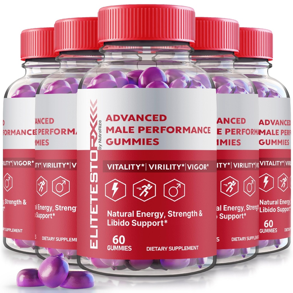 (5 팩) 엘리트 Testo Rx Gummies, 모든 천연 남성 공식, 남성을위한 프리미엄 보충, 종합 건강을위한 EliteTesto Rx 알약, 엘리트 TestoRx Gummy s, 공식 EliteTestoRx 리뷰 (300 Gummies)