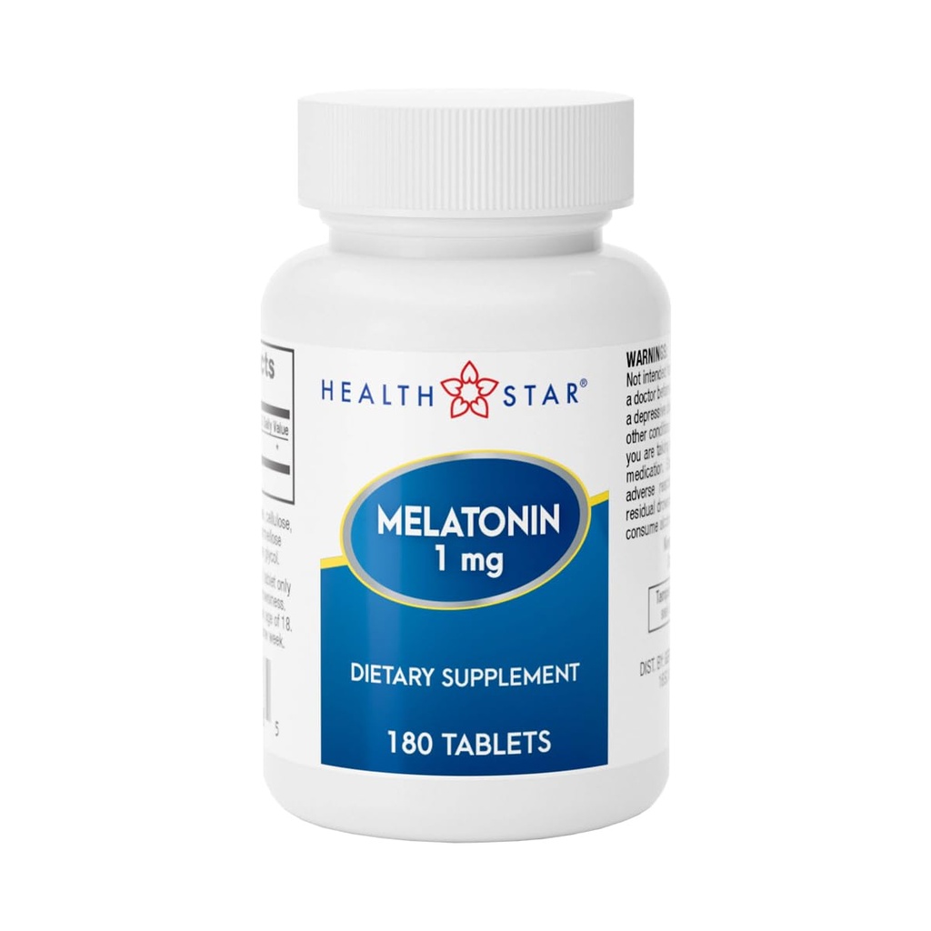 GeriCare Melatonin 1mg 수면 지원 보충교재, Gentle Nighttime Sleep Aid, Non-Habit Forming, 도움말 Relaxation & Restful Sleep, Jet Lag Recovery 및 더 나은 야간 휴식, 180 정제