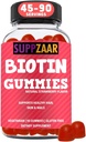 Vegan Biotin Gummies - 여성 및 남성을위한 헤어 성장을위한 비타민 - 헤어 피부와 손톱 비타민 - 딸기 풍미 거미 비타민 - 비 GMO, 젤라틴 & 글루텐 - 무료, 90 구미 - SUPPZAAR