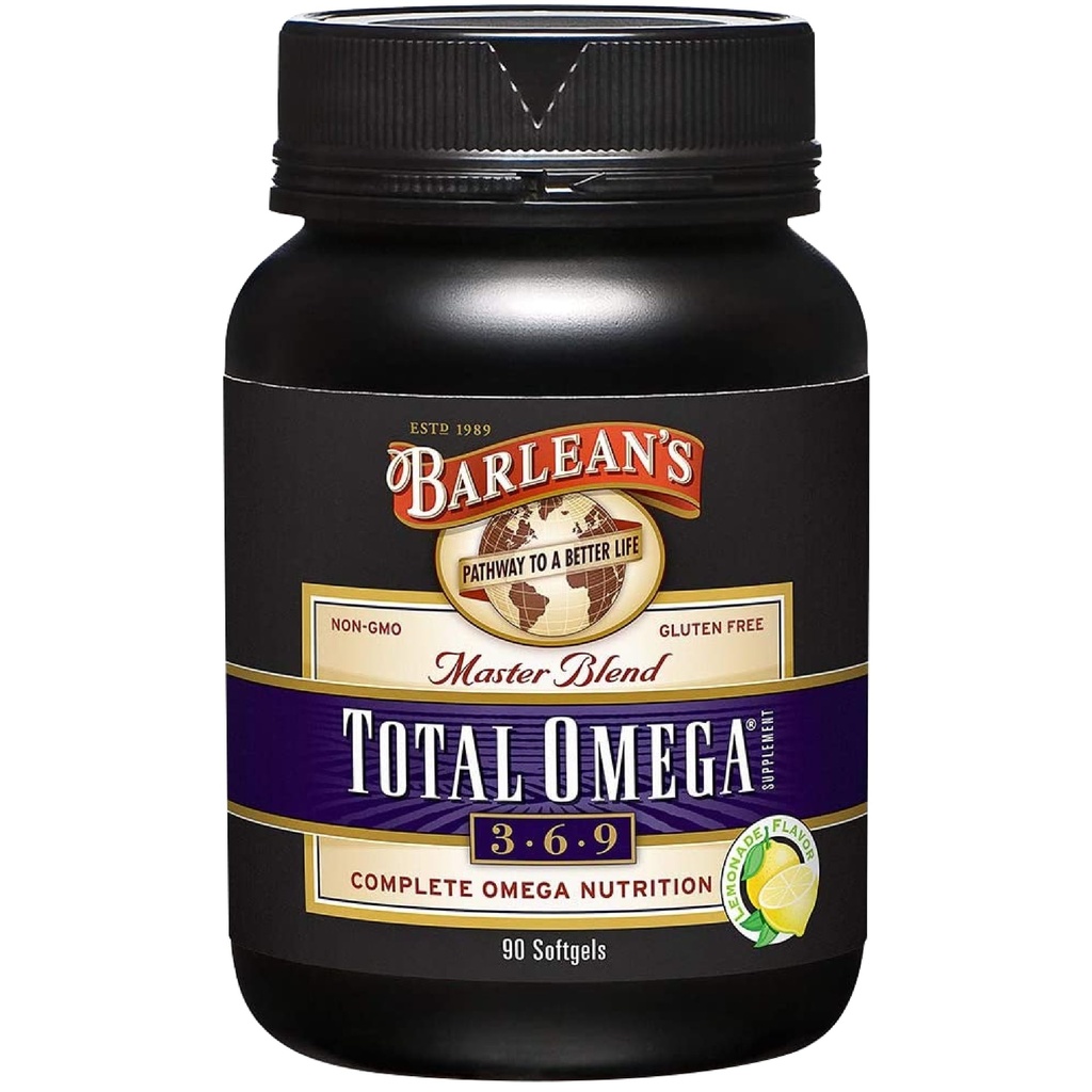 Barlean의 총 오메가 3 6 9 Softgels, Borage와 Flaxseed 기름, 합동 지원 보충교재와 심장 건강을 위한 1,000 mg 오메가 ALA, EPA, DHA 및 GLA를 가진 혼합된 물고기 기름 보충교재, 90 조사