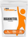 BulkSupplements.com Mannitol 분말 - Mannitol 감미료, 설탕 대체, Mannitol 보충, 자연 및 글루텐 무료, 서빙 당 3g, 250g (8.8 oz) (팩 1)