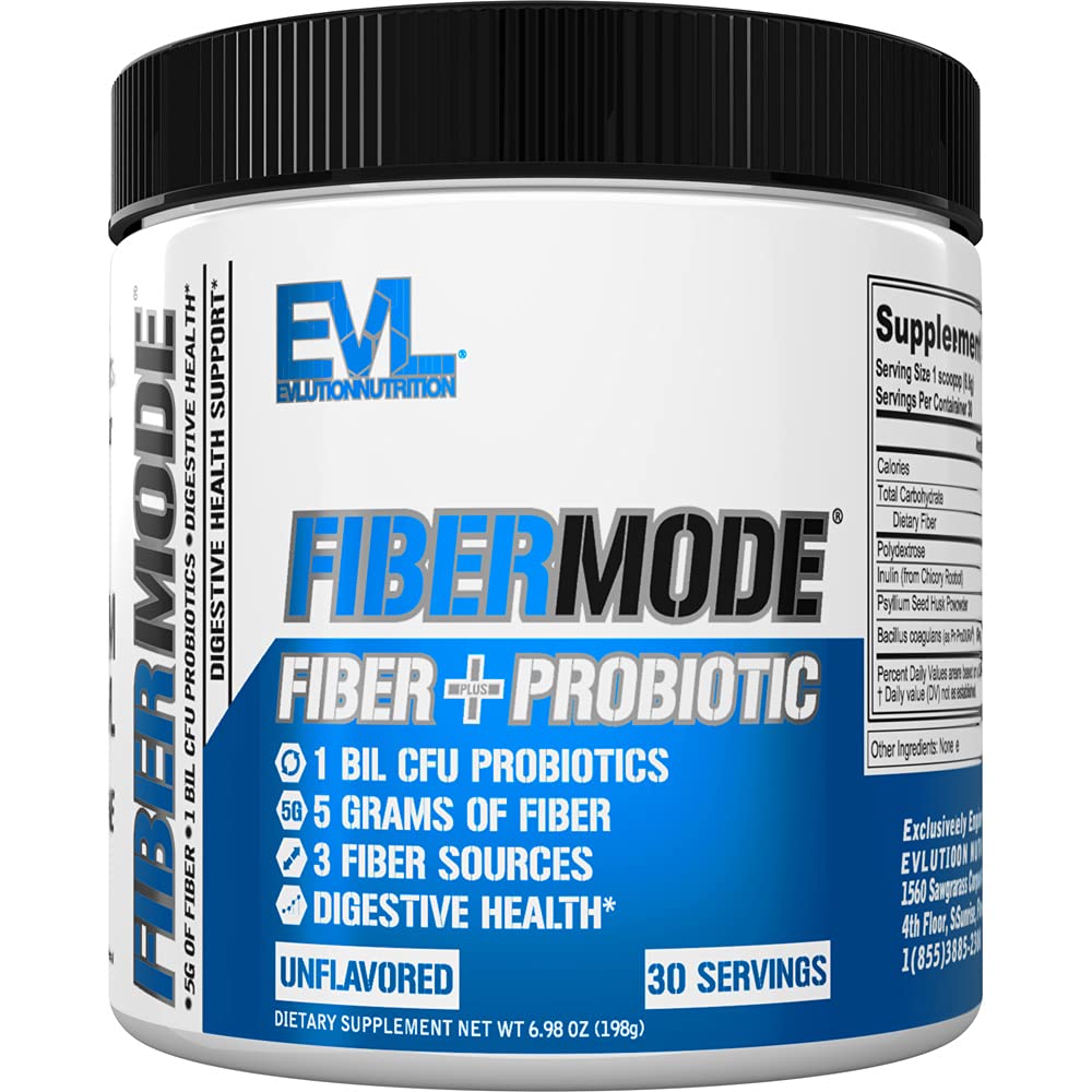 Evlution 영양 FiberMode - 섬유 + Probiotic 분말 - 소화 건강 및 면역 지원 - 1bil CFU Probiotics + 5g 섬유 - 글루텐 무료 및 Vegan - Unflavored - 다이어트 보충 - 30 서빙