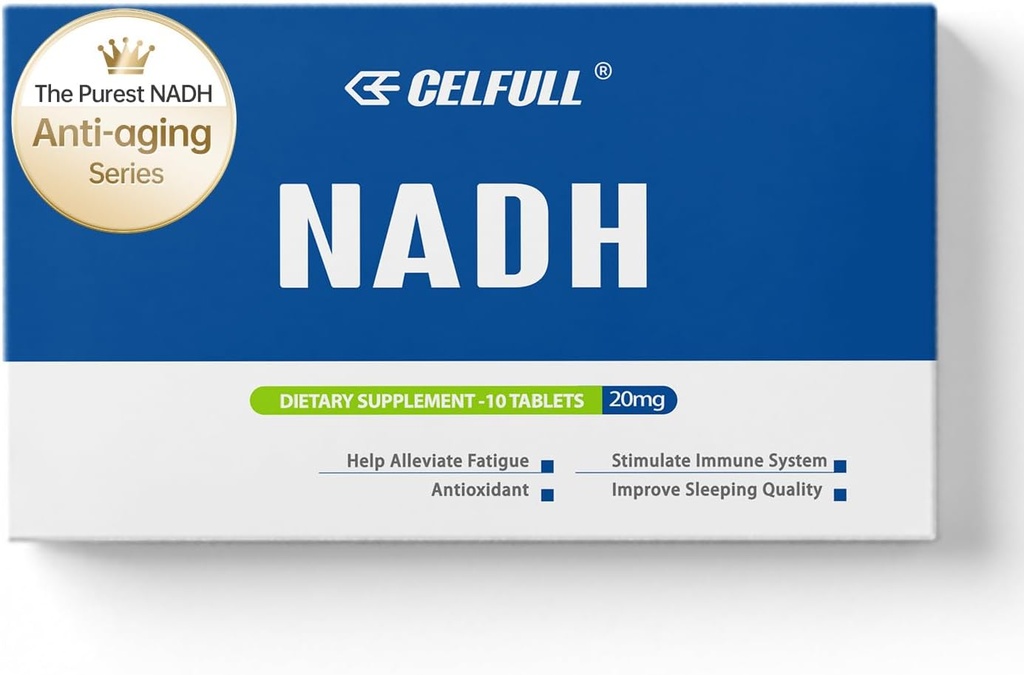 CELFULL NADH 보충교재 40mg Enchance NMN 대안 NAD+ 보충교재 Immune 지원 노화 방지 부스트 뇌 Cognition & 만성 피로 보충교재를 위한 보충교재