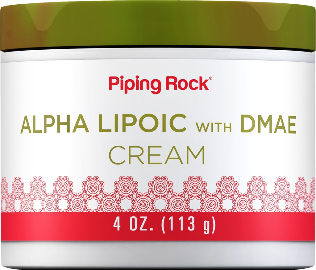 Piping Rock Alpha Lipoic Acid | 4온스 | DMAE 크림 | 습윤 & 얼굴용 펌핑 | 비 GMO, 글루텐 프리