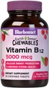 Bluebonnet Nutrition Earth Sweet Vitamin B12 5000 mcg Chewable Tablets, Soy-Free, Gluten-Free, Kosher Certified, Dairy-Free, Vegan, Raspberry flavored, 30 Chewable Tablets, 30 서빙