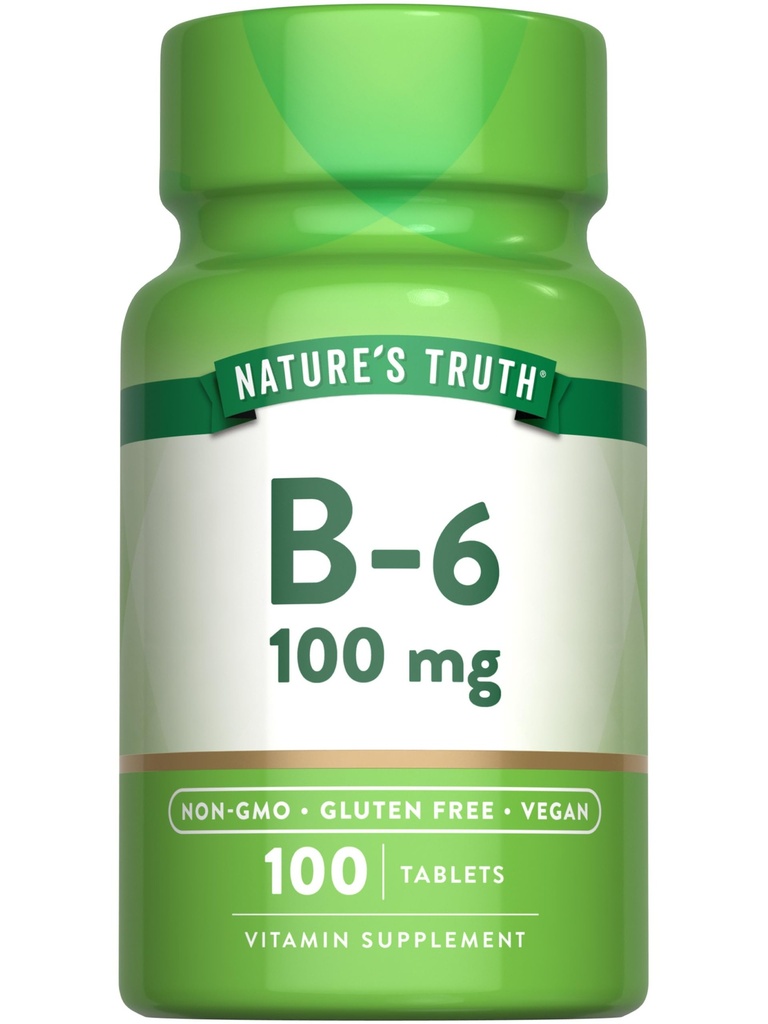 자연의 진실 B6 비타민 | 100mg | 100 정제 | Vegan, Non-GMO & 글루텐 무료 보충