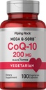 Piping Rock CoQ10 200mg 캡슐 | 100 알약 | 검은 후추 추출물 | 여성과 남성을위한 Coenzyme Q10 보충 | 채식주의, 비 GMO, 글루텐 무료