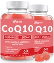 설탕 자유로운 CoQ10 Gummies 200 MG, Coenzyme Q10 (Ubiquinone) 성인을 위한 Gummies, Omega-3, 마그네슘, 에너지, 뇌 지원을 가진 Co Q10 보충교재