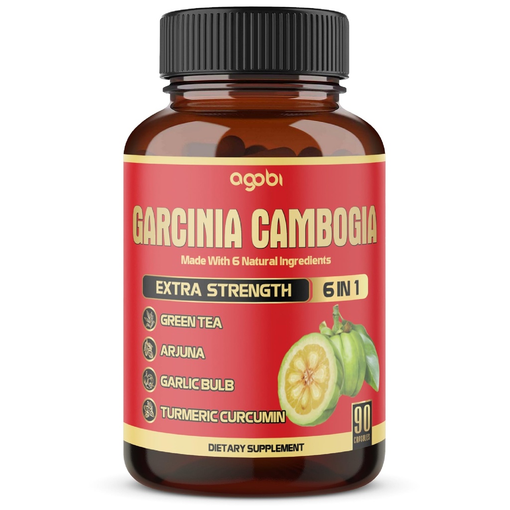 순수한 Garcinia Cambogia 캡슐 - 녹차, Arjuna, 마늘 전구, 심황 및 검은 후추와 6in1 - 90 개