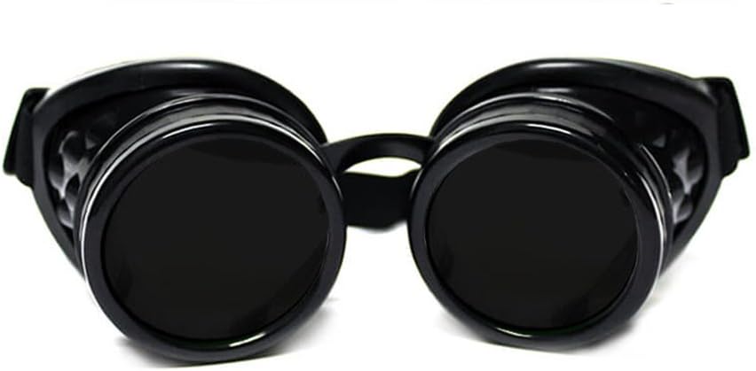 GloFX Steampunk Goggles Tinted - Rave EDM 축제 액세서리 - 고딕 코스프레 용접기 고글 - 다크 틸트 렌즈가있는 검은 고글