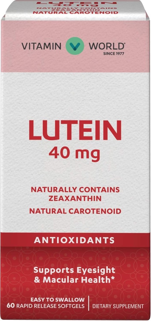 비타민 세계 Lutein 40mg 60 급속한 방출 Softgels의 눈 건강, 시각, 산화 방지제