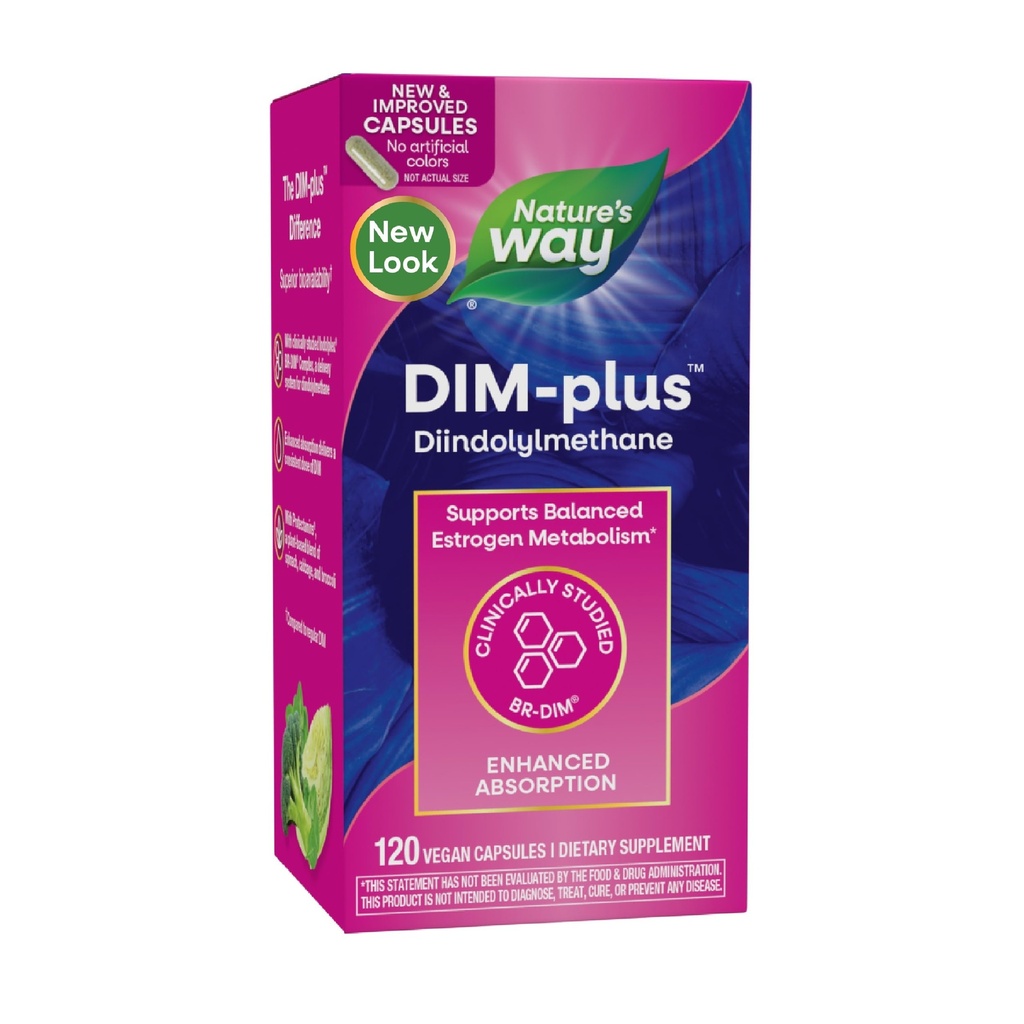 Nature's Way DIM-Plus, DIM 보충, 균형있는 에스트로겐 Metabolism*, 지원 에스트로겐 호르몬 Balance*, Diindolylmethane, 120 Vegan 캡슐