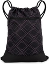 여성용 Drawstring Gym Bag | 그래픽 디자인이 있는 튼튼한 경량 체육관 Cinch 백팩 | 체육관 및 스포츠에 적합 | Black/Rose - Geometric