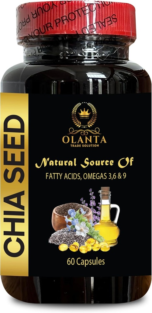 chia Seeds Extract - CHIA Seed - 에너지 부스터, 항산화 비타민 보충제, chia Seeds Omega 3 및 섬유, chia Seeds superfood salvia hispanica - 1 병 60 Softgels