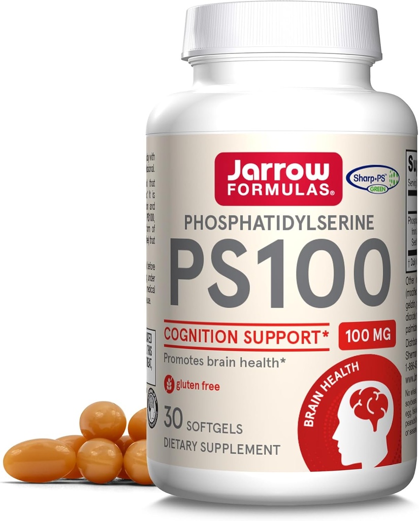 Jarrow 공식 PS100 Phosphatidylserine 100 mg의 뇌 건강과 Cognition 지원을 위한 규정식 보충교재, 30 Softgels, 10-30 일 공급
