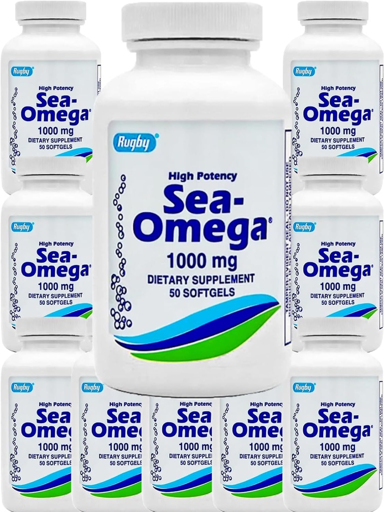 500 Softgels (10 병) 남자 & 여자를 위한 높은 힘 럭비 1000mg 자연적인 깊은 바다 Hiccupsless 물고기 기름 오메가 3 지방산 (EPA 300mg & DHA 200mg), Promotes 뇌/하수체/스킨 & 심장 건강, 미국에서 만드는