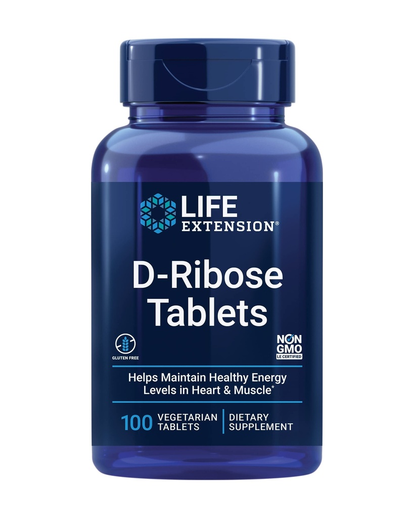 수명 연장 D-Ribose 정제, 플러스 칼슘, 도움은 심장과 근육에 있는 건강한 에너지 수준을 유지하고, ATP, 글루텐 자유로운, 비 GMO, 채식주의자, 100 채식주의자 정제의 생산을 격려합니다