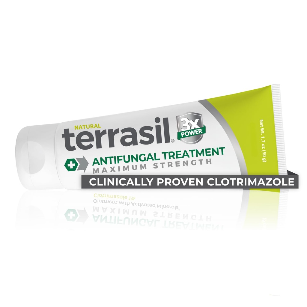terrasil Clotrimazole 항진균성 크림, 곰팡이 효모 감염, Jock Itch, Athletes Foot, Men & Women 용 Ringworm, 피부 곰팡이 치료. FSA-HSA 가능 (1.7oz)