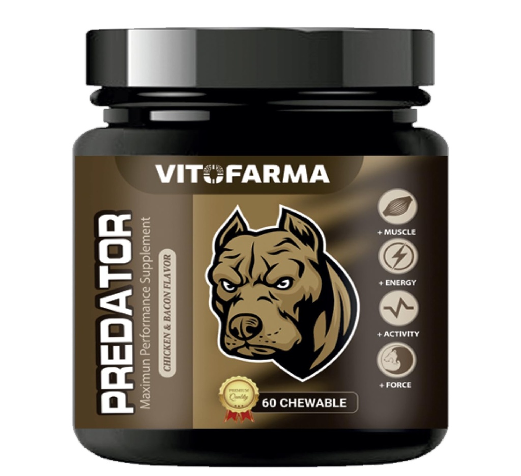 개를위한 Predator 근육 빌더 Chewable 정제 - 근육 이익을위한 Canine Dog Supplement - 60 탭