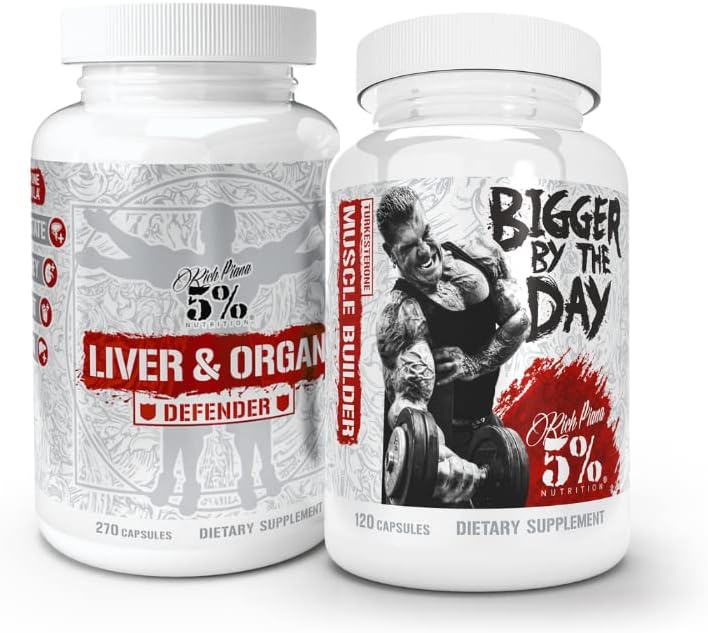 5 % 영양 2 단계 | NAC + BiggerByTheDay와 함께 라이브 & Organ Defender | Liver, Kidney, & Heart Support + 신진 대사 근육 빌더, Turkesterone, HICA, L-Leucine와 하드 코어 Lean 대량 게인