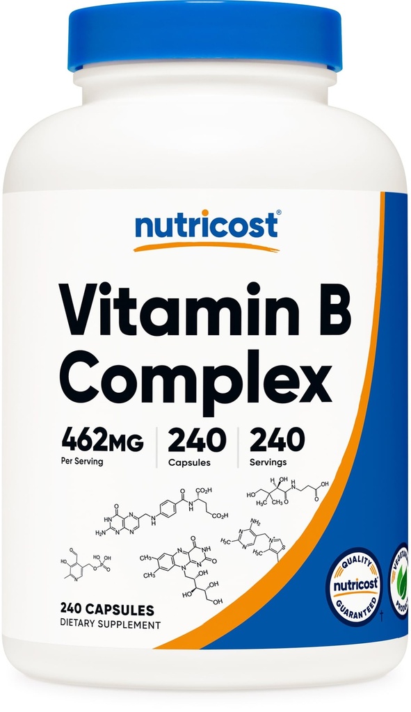 Nutricost 비타민 B 복합체 462mg, 240 캡슐 - 비타민 C - 에너지 단지