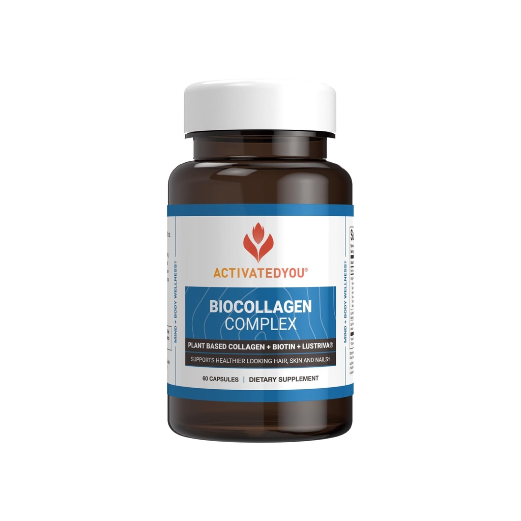 ActivedYou BioCollagen Complex Plant-Based Collagen for Women & Men - 피부 펌웨어, 근육 강도 및 헤어 볼륨을 홍보하기 위해 설계된 2 일일 캡슐은 유년한 외관 및 관절 이동성 지원