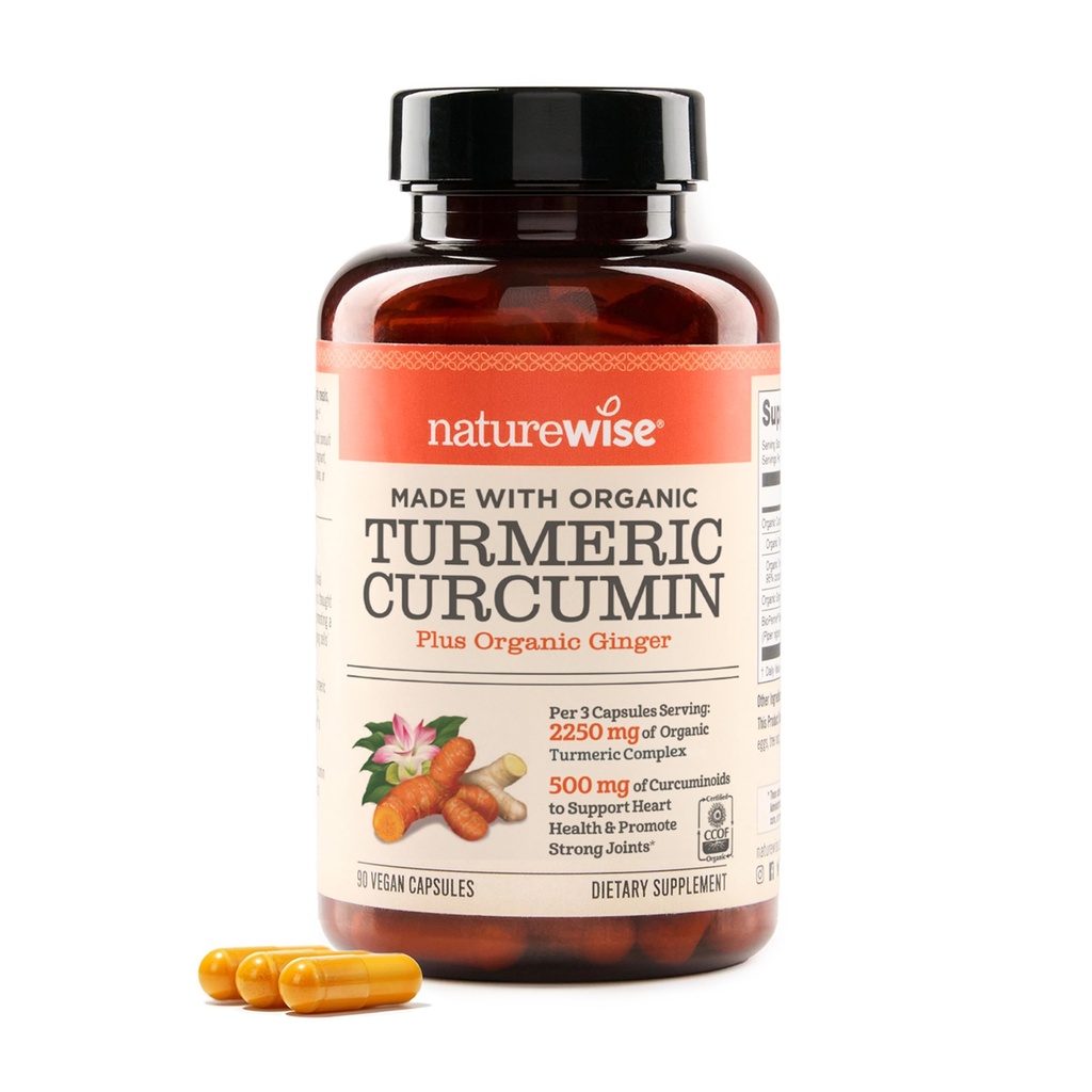 NatureWise Curcumin Turmeric 2250mg - 고급 흡수를위한 95 % Curcuminoids & BioPerine Black Pepper Extract - 매일 관절 및 면역 건강 지원 - Vegan, Non-GMO, 90 카운트 [30 일 공급]