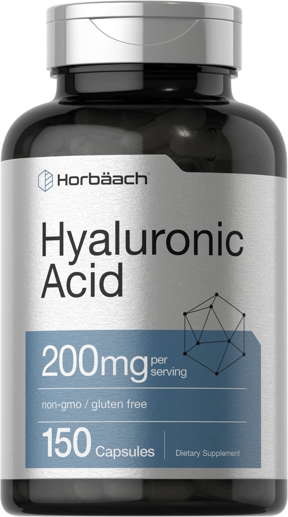 Horbäach Hyaluronic 산 보충교재 | 200 mg | 150의 캡슐 | 비 GMO 및 글루텐 자유로운 보충교재