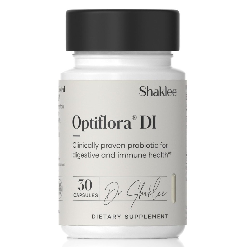 Shaklee - Optiflora® DI Probiotic -10 Billion CFUs - 4 Bacterial Strains - Bifidobacterium lactis HN019TM - Intestinal Flora Balance & Regularity - 글루텐, Soy & Dairy Free - 30 캡슐 지원