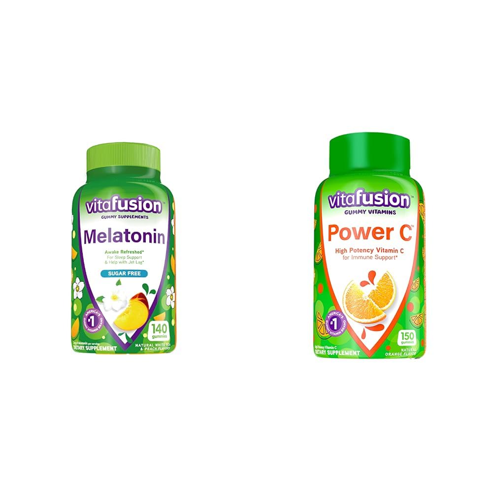 Vitafusion Melatonin 140ct 힘 C 비타민 C Gummies 150ct 면역성이 있는 지원 주황색 풍미
