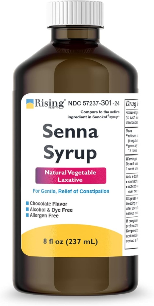 Rising Health Natural Vegetable Laxative - Senna Sennosides Syrup 8.8mg/5ml - 변비 완화 - 초콜릿 맛 - Senokot® Syrup과 비교
