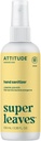 ATTITUDE 손 소독제 살포, EWG Verified, Kills Germs & Bacteria, Vegan & Plant-Based, 성인 & 아이를 위한 안전, 레몬 잎 냄새, 3.38 Fl Oz (스프레이 병)
