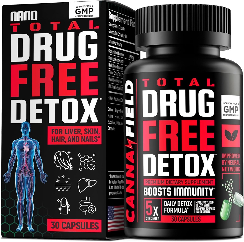 Total Detox and Liver Cleanse - 미국 Made - 5-Days Detox - 피부, 머리카락, 손톱, Gut - 메가 지원 및 수리를위한 천연 Toxins Cleaner - 천연 초본 건강 공식, 면역 지원